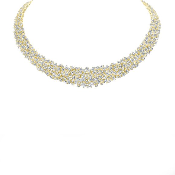 AdornA Jewelry - 30 Carat Diamond 18K Gold Cluster Necklace